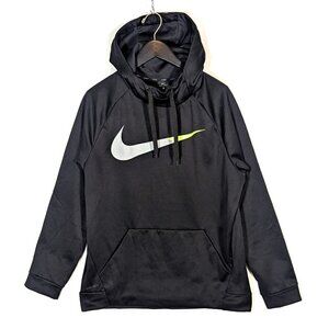 Nike Dri-Fit Large Pullover Hoodie Hooded Sweatshirt Black Micro Fleece Track